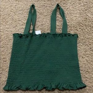 Ruched Forest green top